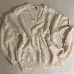 Vintage Cream V-Neck Sweater